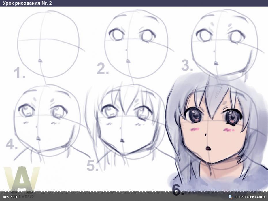 How to draw anime-girl in 6 steps